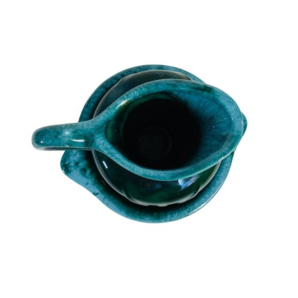 Hull Farm House Eagle Pitcher Basin Set Green Drip Glaze Pottery Home Decor VTG - Picture 4 of 16